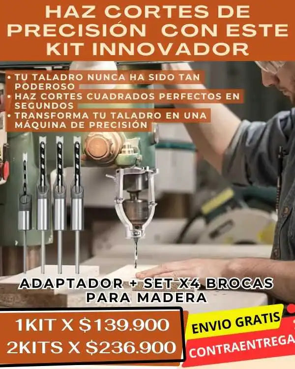 Adaptador Y Set X4 Brocas Para Madera