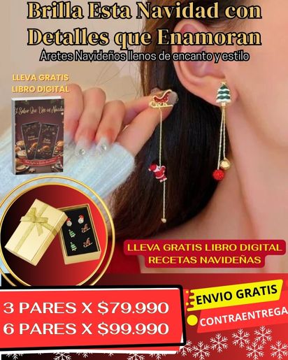 kit x 3 Pares de aretes navideños