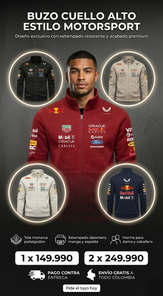 Buzo Cuello Alto F1 Redbull Estampado Ac