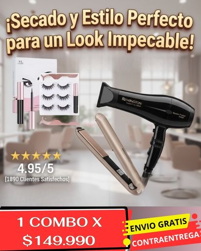Combo plancha + secador + pestañas magneticas